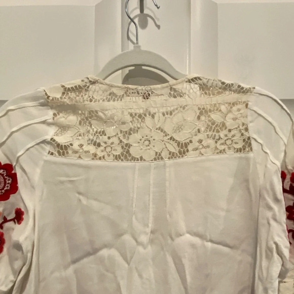 For Love & Lemons Isabella Lace-Inset Embroidered Top/ White 16692 - Picture 7 of 11